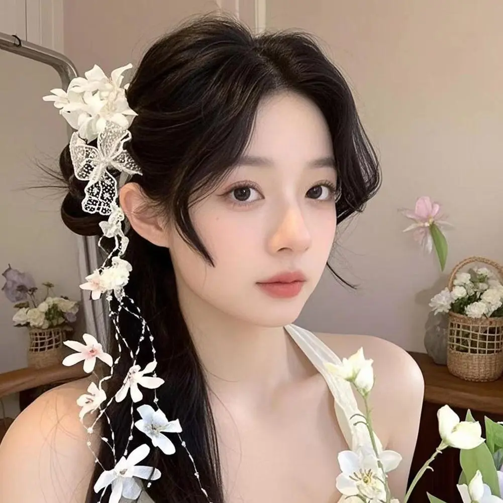 New Chinese Style Flower Tassel Hair Clip Head Wear Hairbands Women Wedding Accessories Girls Decoration Hair I2L6