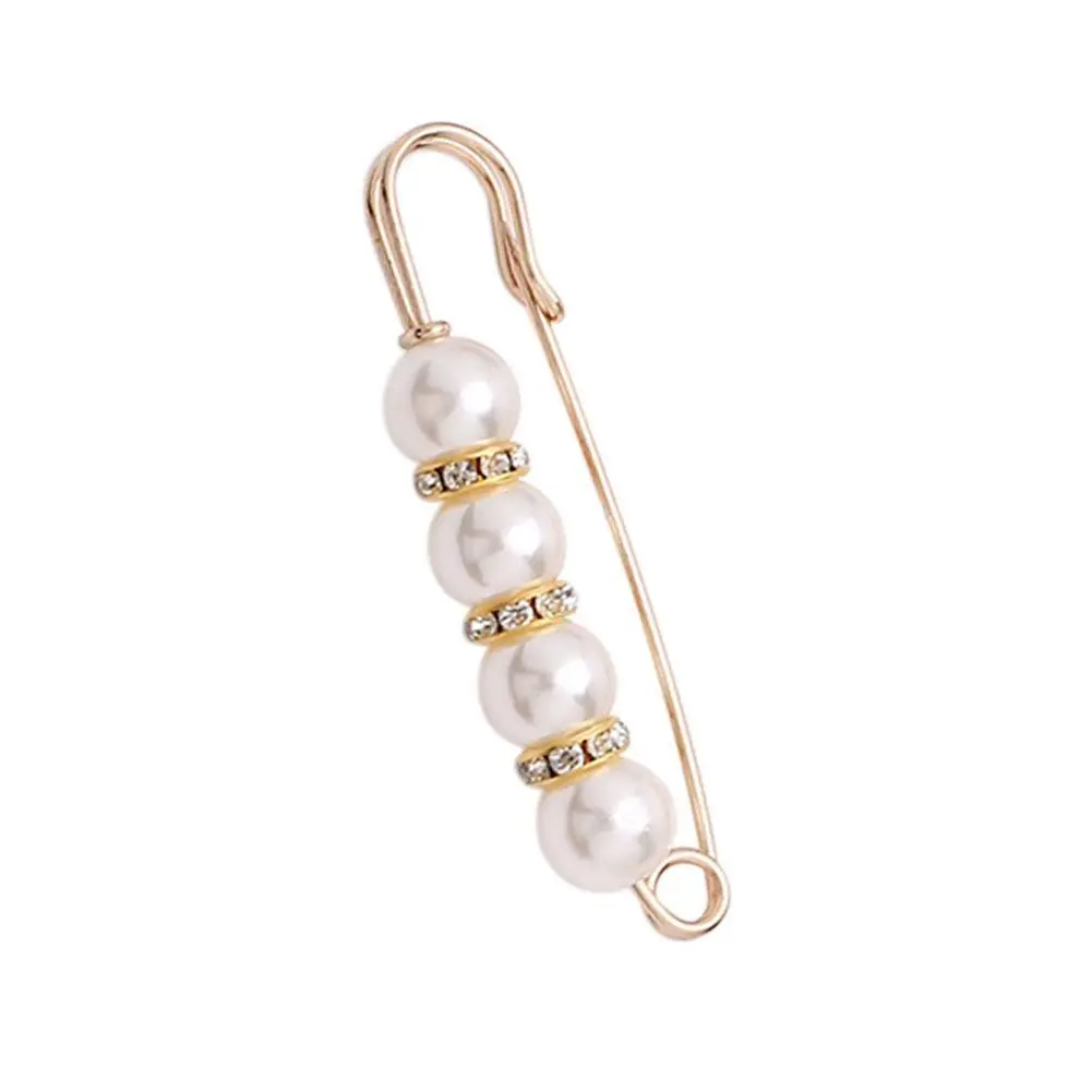 Fashion Clothes Rhinestone Brooches Women Beads Brooch Retro Pearl Clothing Waistband Pins for Sweater Dress Pants Brooch
