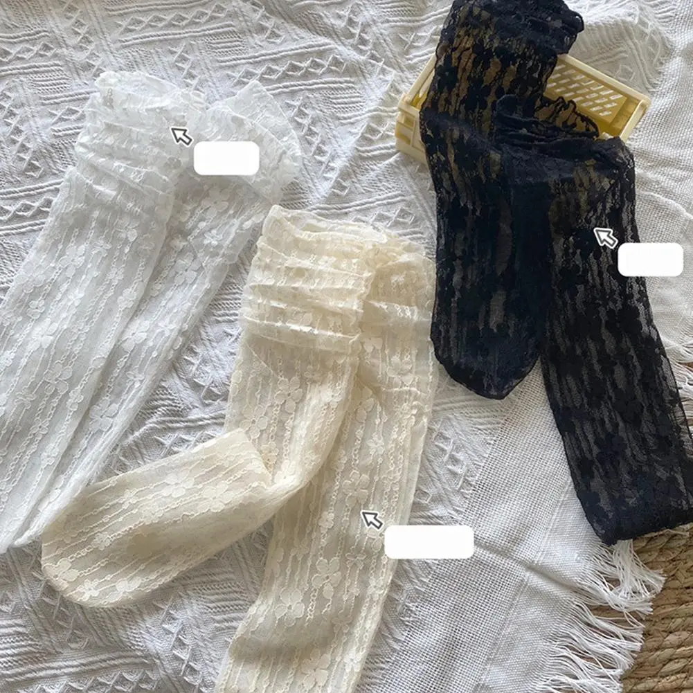 Women's Harajuku Ladies Breathable Transparent Floral Lace Socks Sweet Mesh Fishnet Socks Soft Funny Socks Hosiery Sox