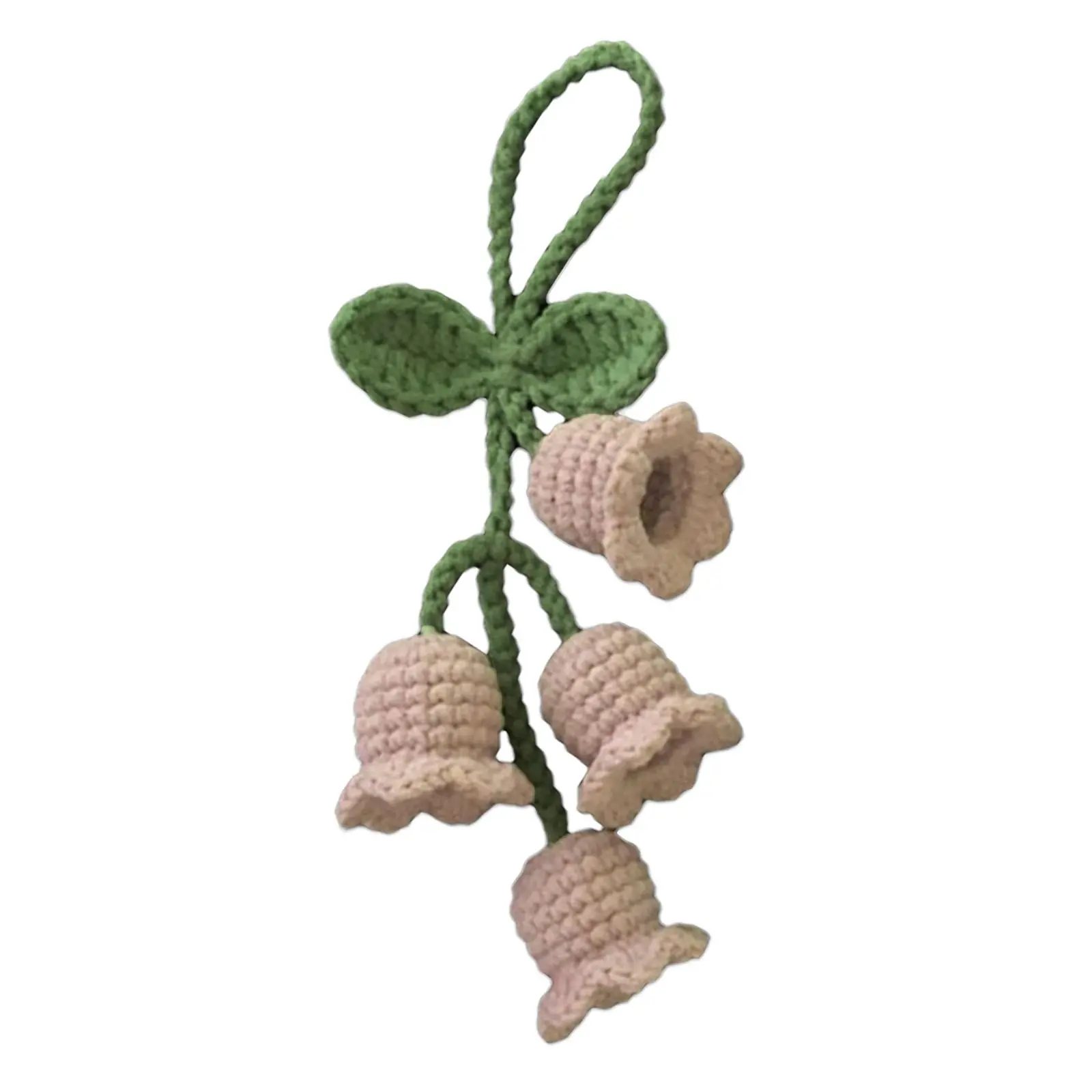 Creative Chimes Flower Pendant Keychain Handmade Knitted Keyring Bell Orchid Flower Flower Crocheted Bell Key Pendant Women M1E9