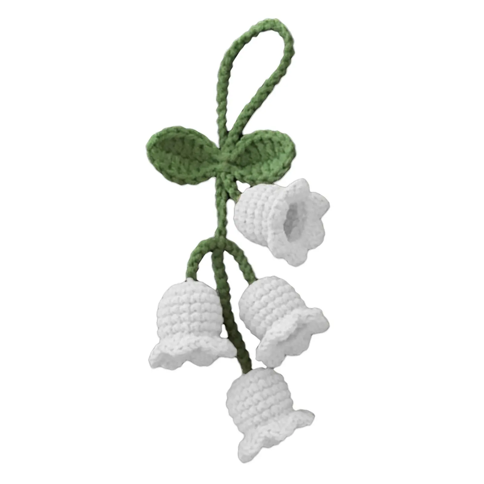 Creative Chimes Flower Pendant Keychain Handmade Knitted Keyring Bell Orchid Flower Flower Crocheted Bell Key Pendant Women M1E9