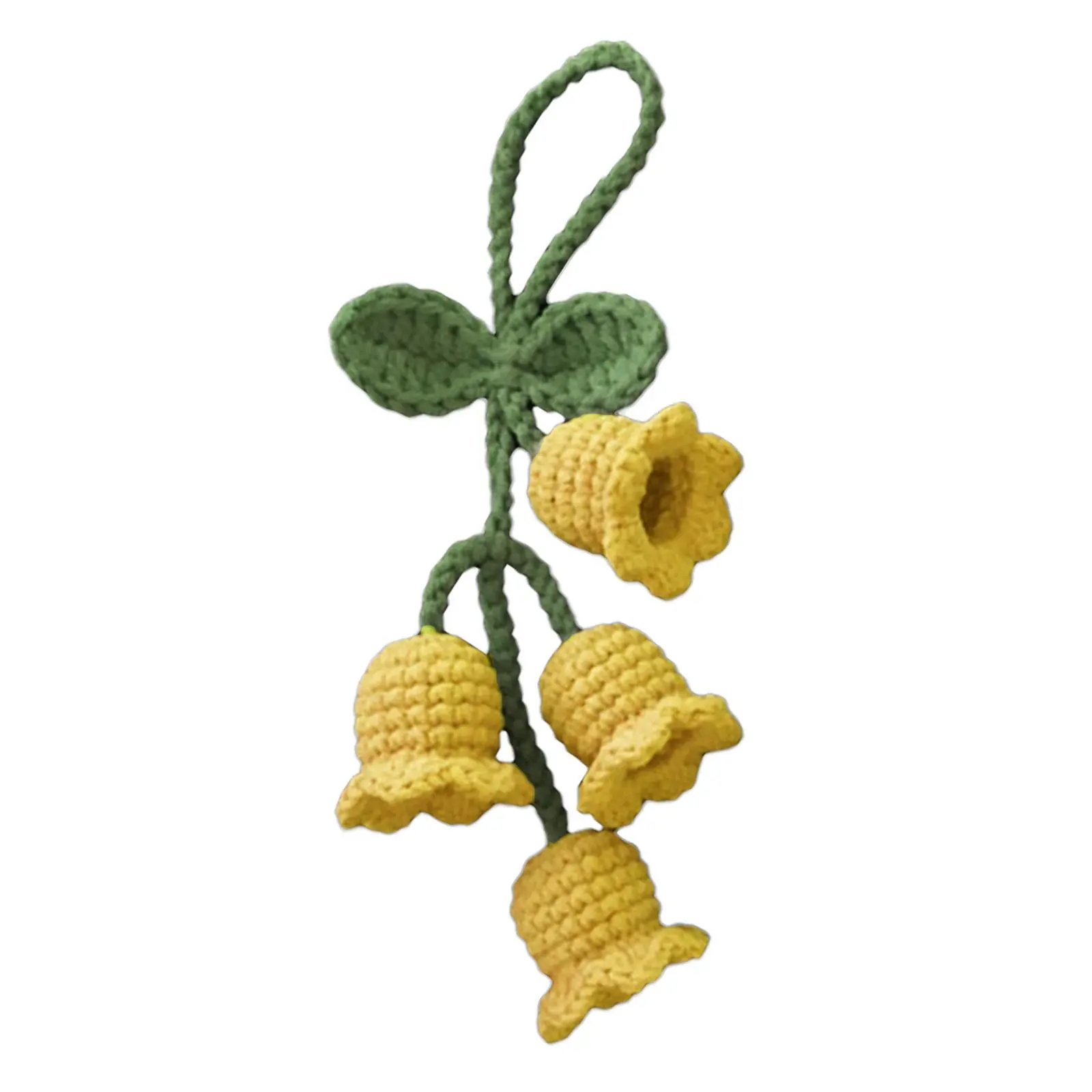 Creative Chimes Flower Pendant Keychain Handmade Knitted Keyring Bell Orchid Flower Flower Crocheted Bell Key Pendant Women M1E9
