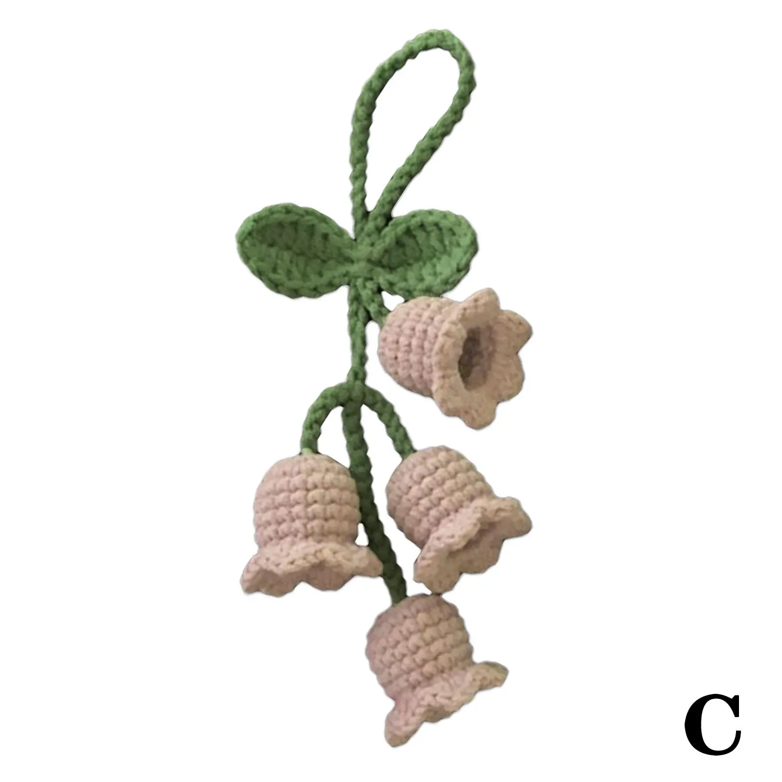 Creative Chimes Flower Pendant Keychain Handmade Knitted Keyring Bell Orchid Flower Flower Crocheted Bell Key Pendant Women M1E9