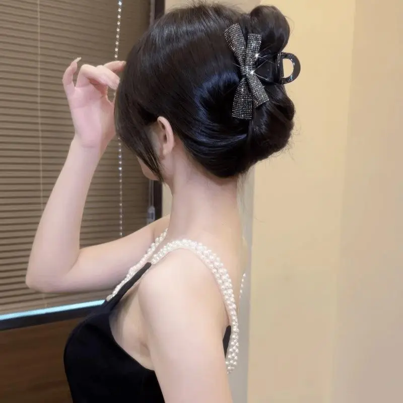Rhinestone Bow Clip Hair Clip For Women Fashionable Elegant Hair Accessories High-quality Sparkly Crystal Barrettes U1U0