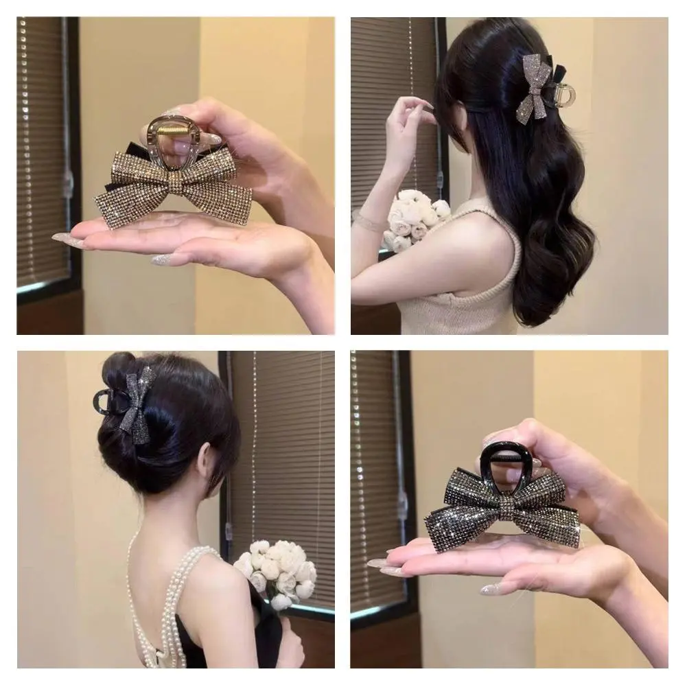 Rhinestone Bow Clip Hair Clip For Women Fashionable Elegant Hair Accessories High-quality Sparkly Crystal Barrettes U1U0