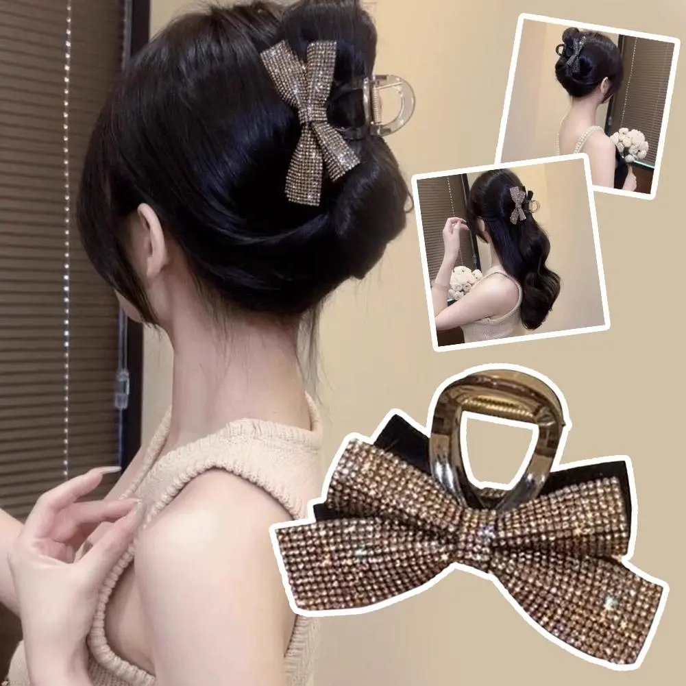 Rhinestone Bow Clip Hair Clip For Women Fashionable Elegant Hair Accessories High-quality Sparkly Crystal Barrettes U1U0