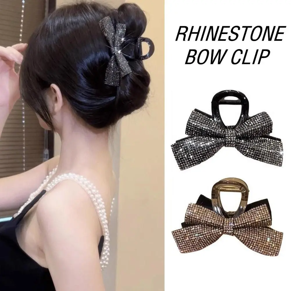 Rhinestone Bow Clip Hair Clip For Women Fashionable Elegant Hair Accessories High-quality Sparkly Crystal Barrettes U1U0