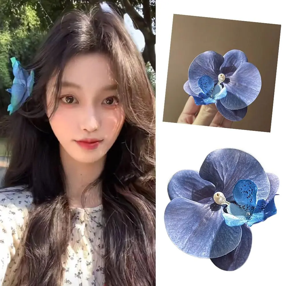1Pcs Phalaenopsis Pearl Hair Clip Orchid Butterfly Hair Clip Duckbill Clip Hair Accessories Bow Flower Hair Clips