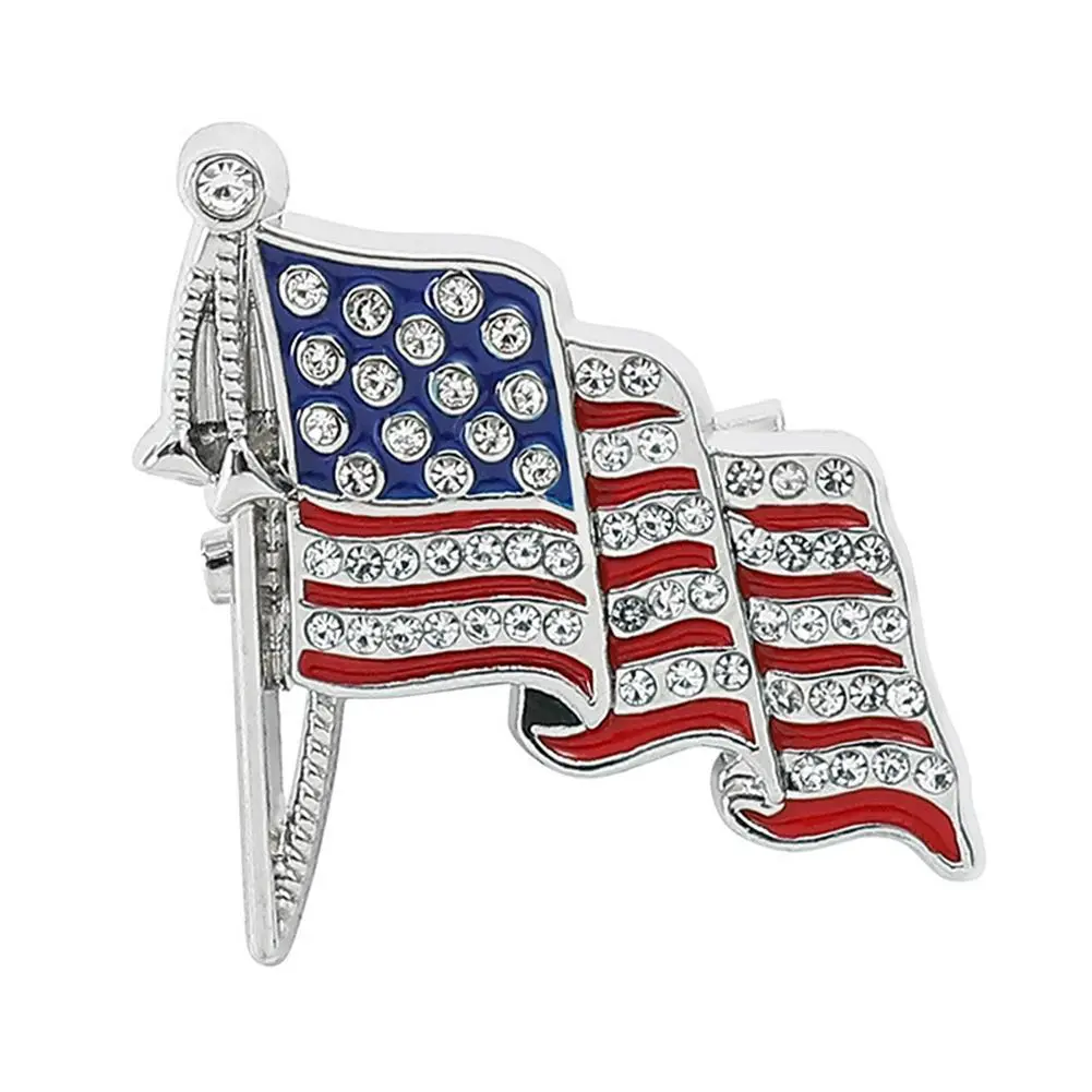 American Flag Brooches Rhinestone Independence Day Metal Enamel Gifts Pins Brooch Badge Pin Accessories Jewelry Commemorate G1X5