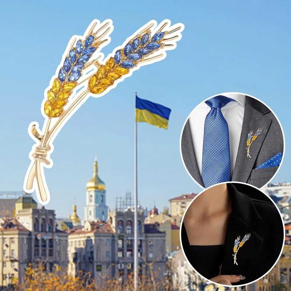 Rhinestone Wheat Ear Brooches for Women Unisex Enamel Wheat Plant Pins Banquet Party Backpack Gifts Jewelry Accessories
