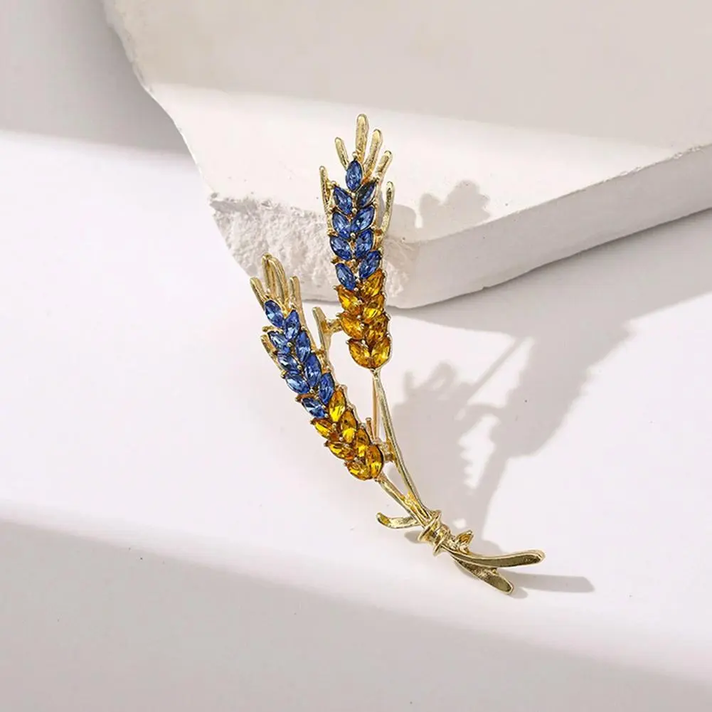 Rhinestone Wheat Ear Brooches for Women Unisex Enamel Wheat Plant Pins Banquet Party Backpack Gifts Jewelry Accessories