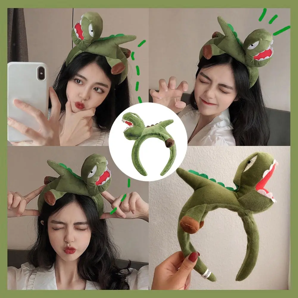 Dinosaur Hair Band For Women Washing Face Super Cute And Cute Cartoon Funny Headband Hair Clip Hair Bundle Headwear U4A1