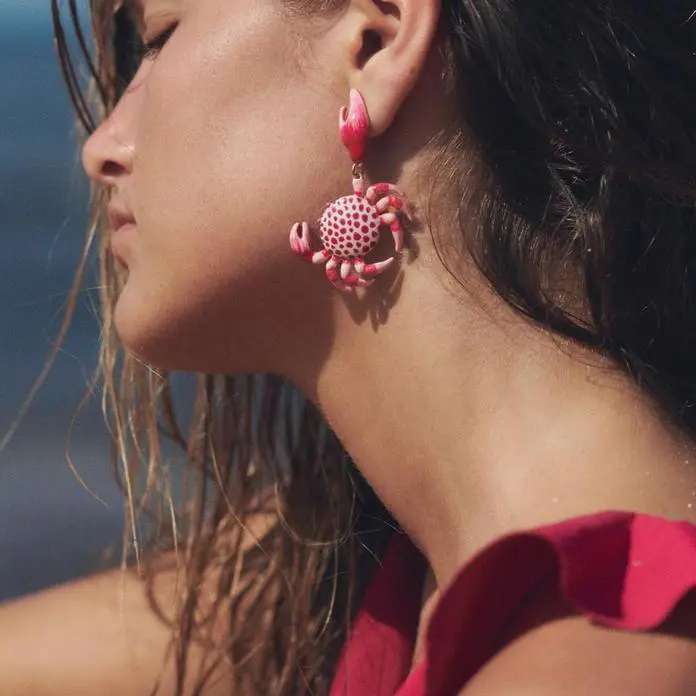 Summer Vacation Beach Sea Animal Jewelry Fashion Creative Colorful Crab Shape Earrings For Women Cute Party Gift Accessorie C1S6