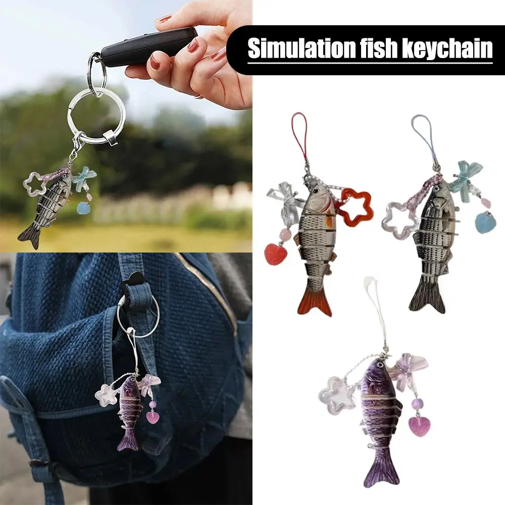 NEW Handmade Fish Keychains Lovely Jewelry Artificial Fish Bait Swimbait Mobile Phone Lanyard Keychain For Men And Women Je Q1R0