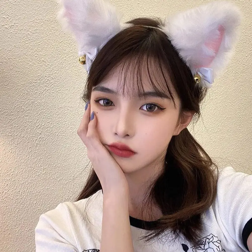 Cat Ear Bow Headband Necklace Claw Gloves Cosplay Plush Bell Hairband Women Girl Masquerade Party Headwear Hair