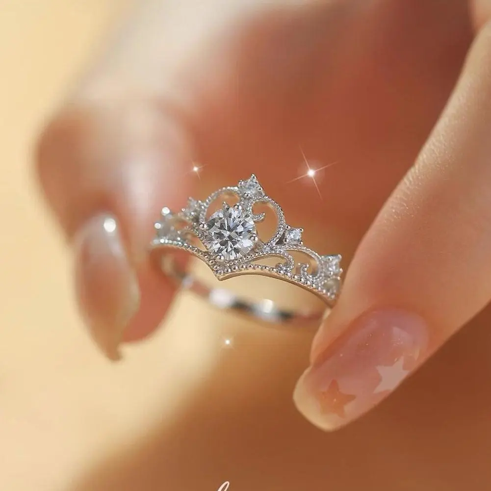 Crystal Kpop Crown Adjustable Irregular Geometry Punk Vintage Rings Set for Women Girls New Fashion Jewelry