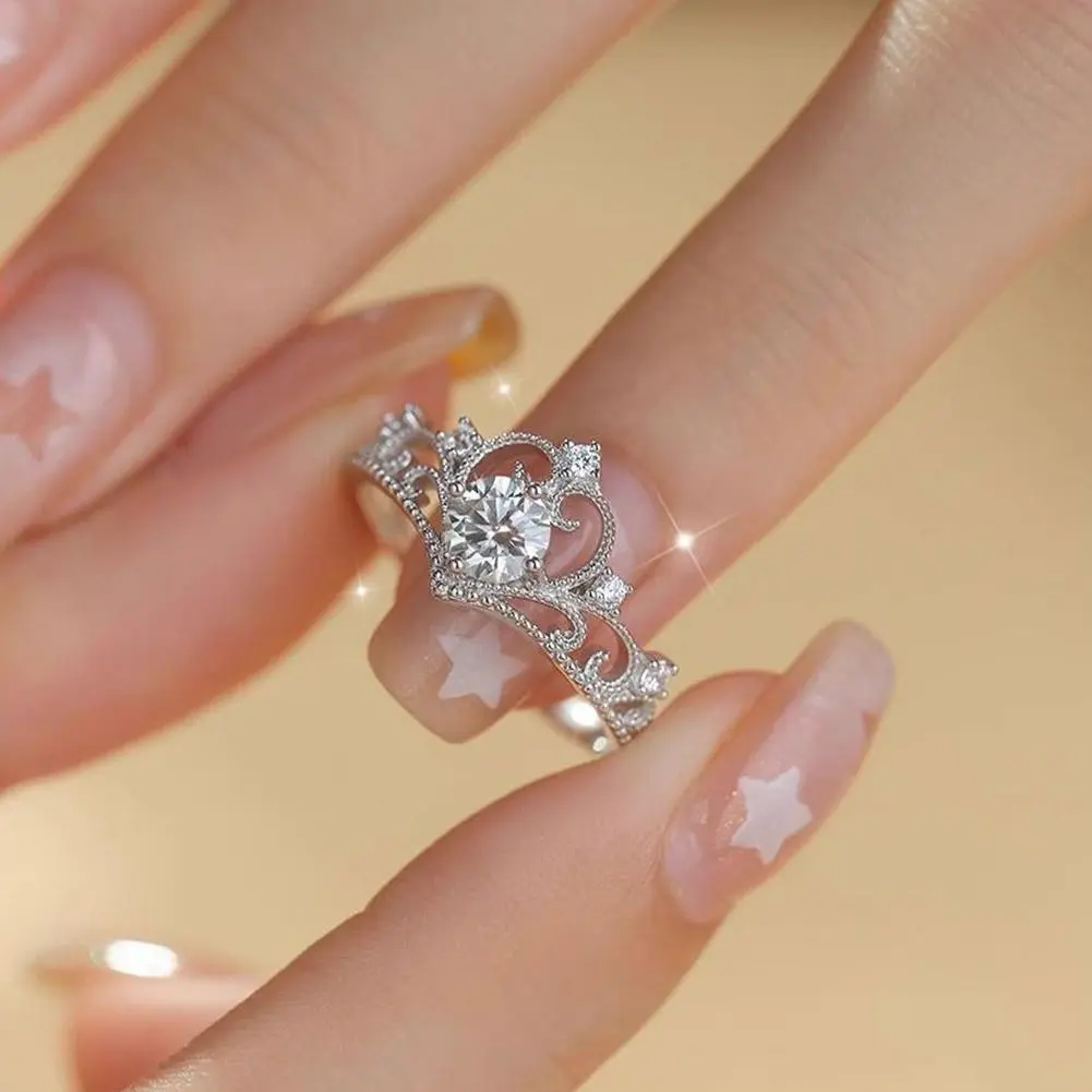 Crystal Kpop Crown Adjustable Irregular Geometry Punk Vintage Rings Set for Women Girls New Fashion Jewelry
