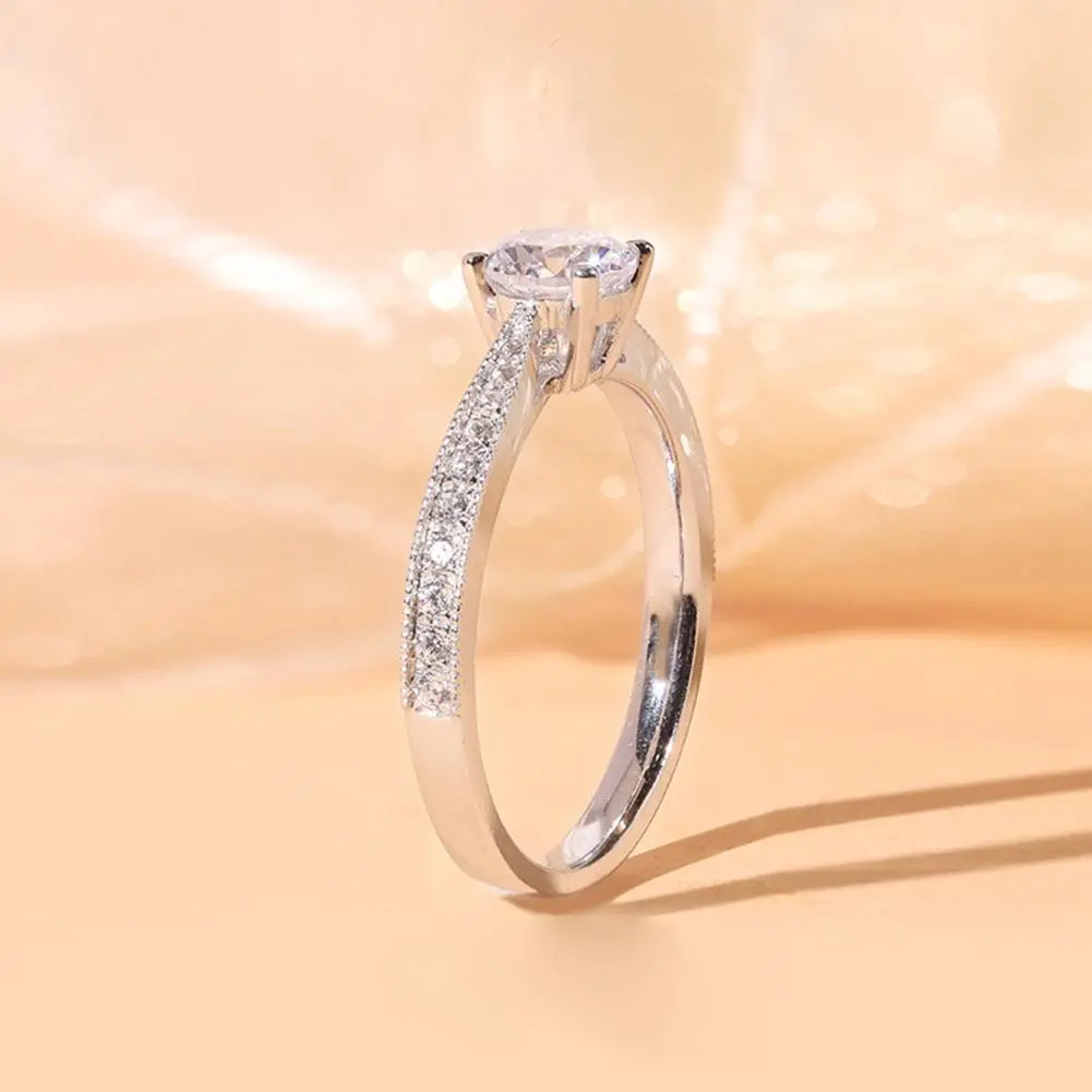 Foydjew Classic 1 Carat Princess Artificial Moissanite Plated Proposal PT950 European American Rings Platinum Women's B1R0