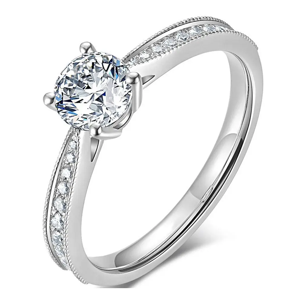 Foydjew Classic 1 Carat Princess Artificial Moissanite Plated Proposal PT950 European American Rings Platinum Women's B1R0