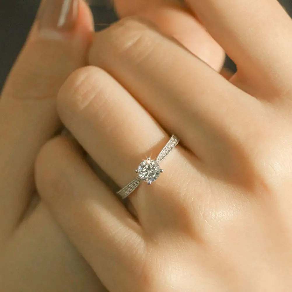 Foydjew Classic 1 Carat Princess Artificial Moissanite Plated Proposal PT950 European American Rings Platinum Women's B1R0