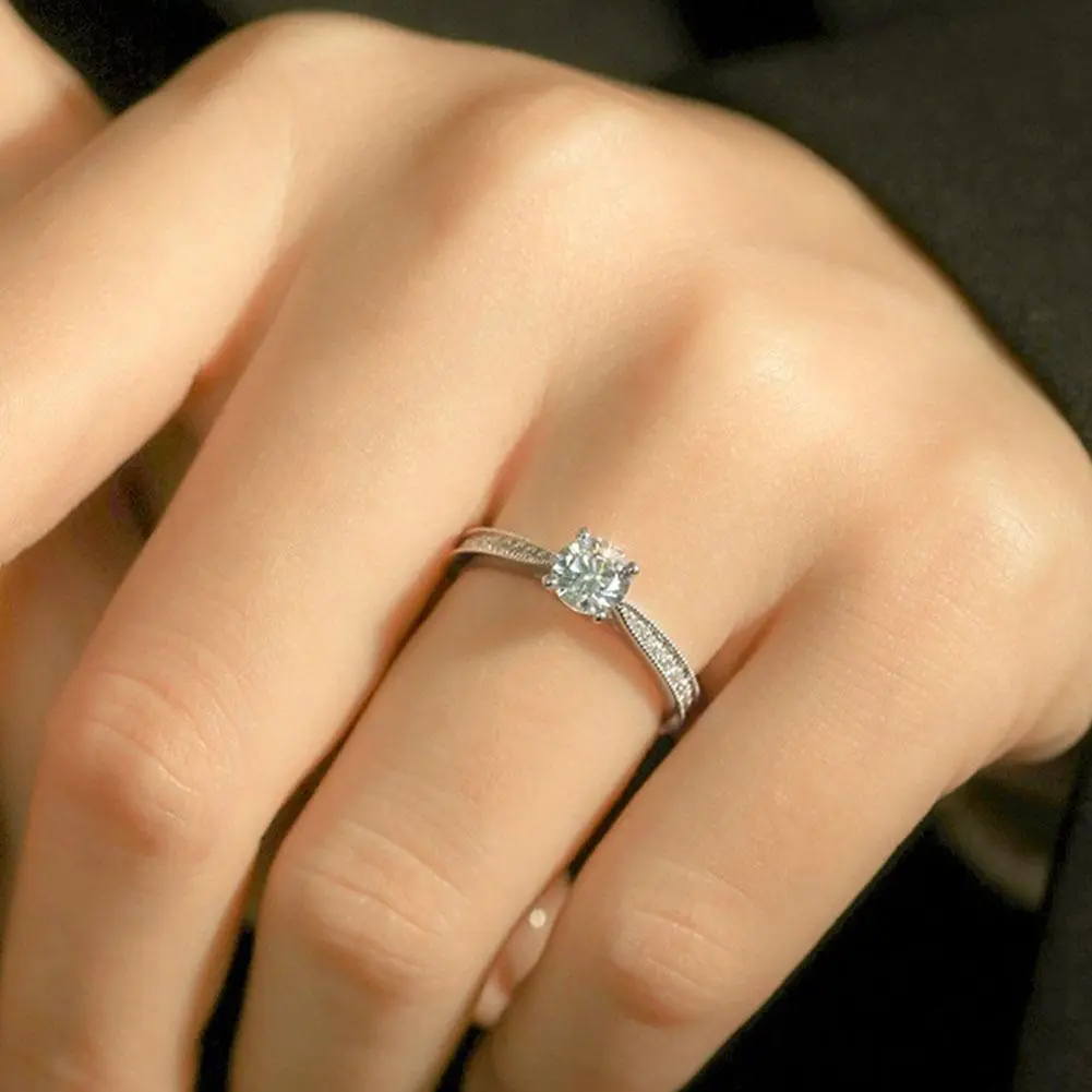 Foydjew Classic 1 Carat Princess Artificial Moissanite Plated Proposal PT950 European American Rings Platinum Women's B1R0