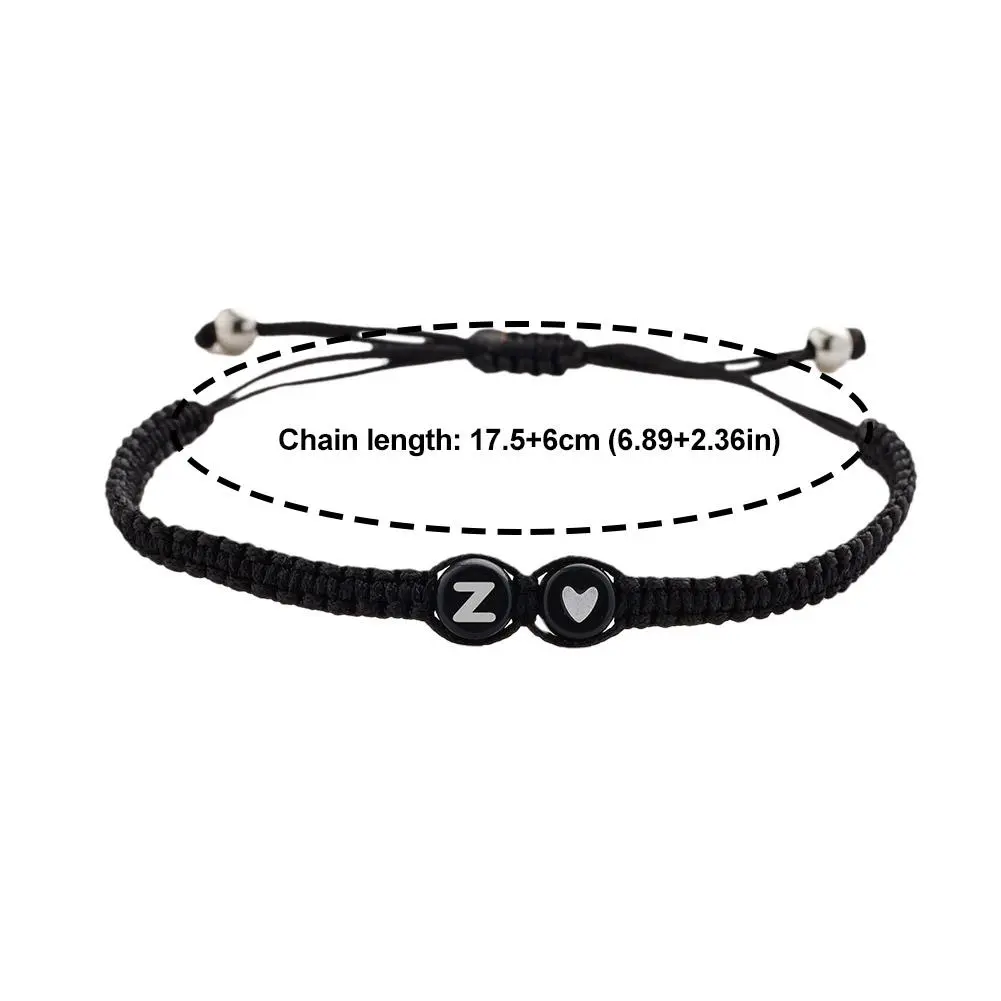 26 Letters Woven Bracelet Adjustable Handwoven Couple Braided Bracelet With Black White Beaded Personalized Jewelry Accessories
