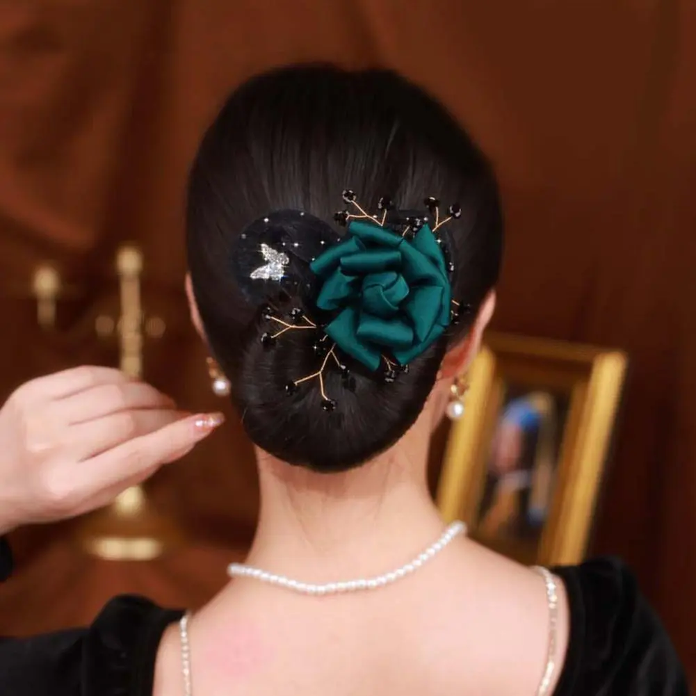 Hair Curling Artifact Women's Net Yarn Bow Headband Lazy Hairpin Roller Hair Curler Hair Accessories Flowers Bun Maker Women
