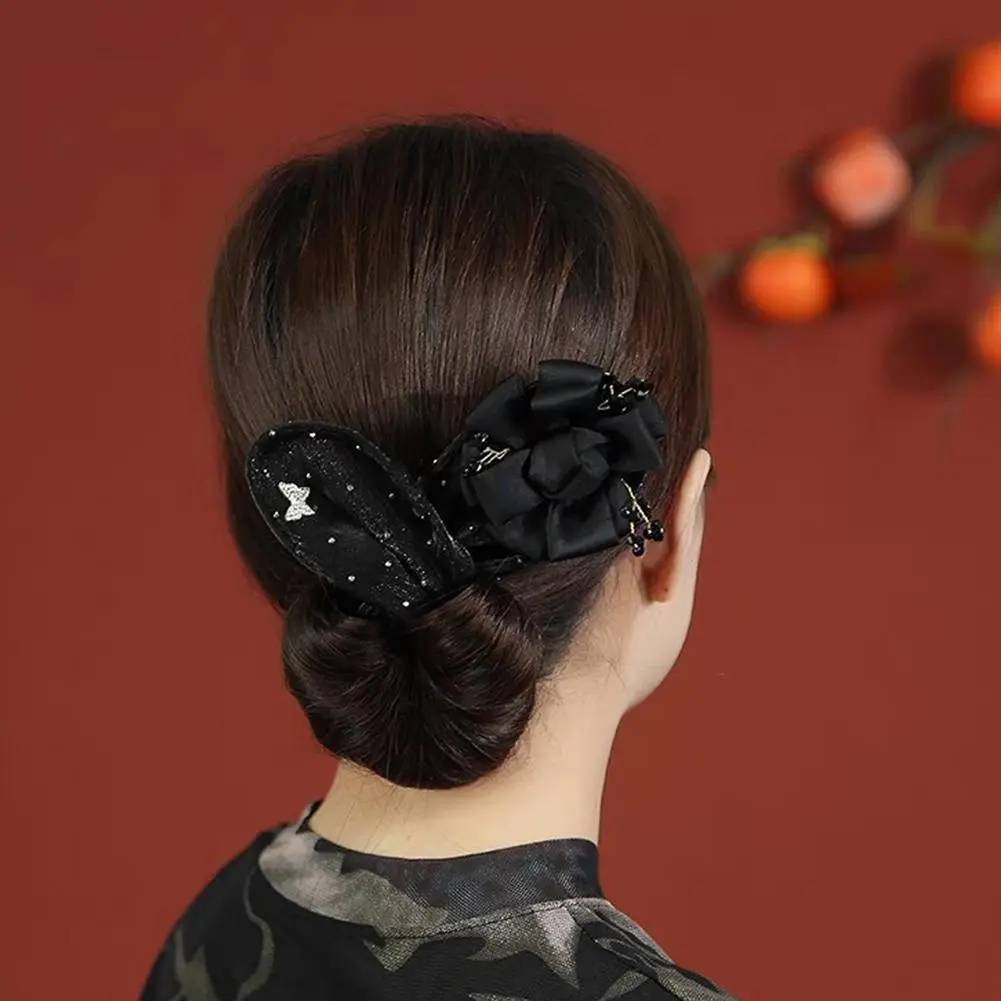 Hair Curling Artifact Women's Net Yarn Bow Headband Lazy Hairpin Roller Hair Curler Hair Accessories Flowers Bun Maker Women