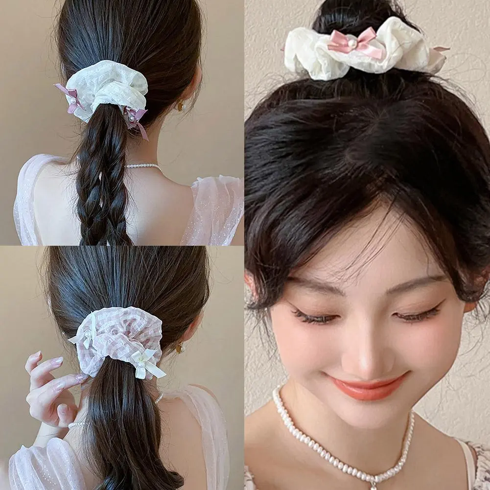 Korean Version New Trend Fabric Bow Large Intestine Circle Birthday Party Minimalist Headrope Women's Elegant Hair Accessories