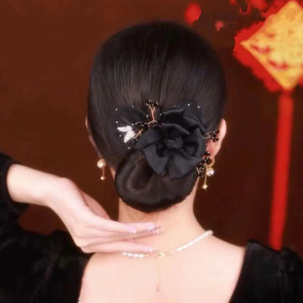 Hair Curling Artifact Women's Net Yarn Bow Headband Lazy Hairpin Roller Hair Curler Hair Accessories Flowers Bun Maker Women
