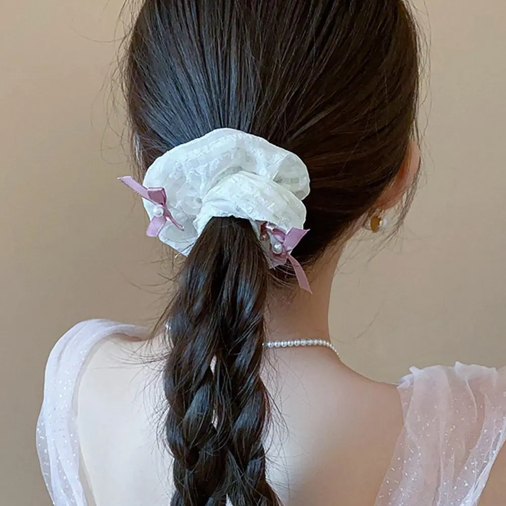 Korean Version New Trend Fabric Bow Large Intestine Circle Birthday Party Minimalist Headrope Women's Elegant Hair Accessories