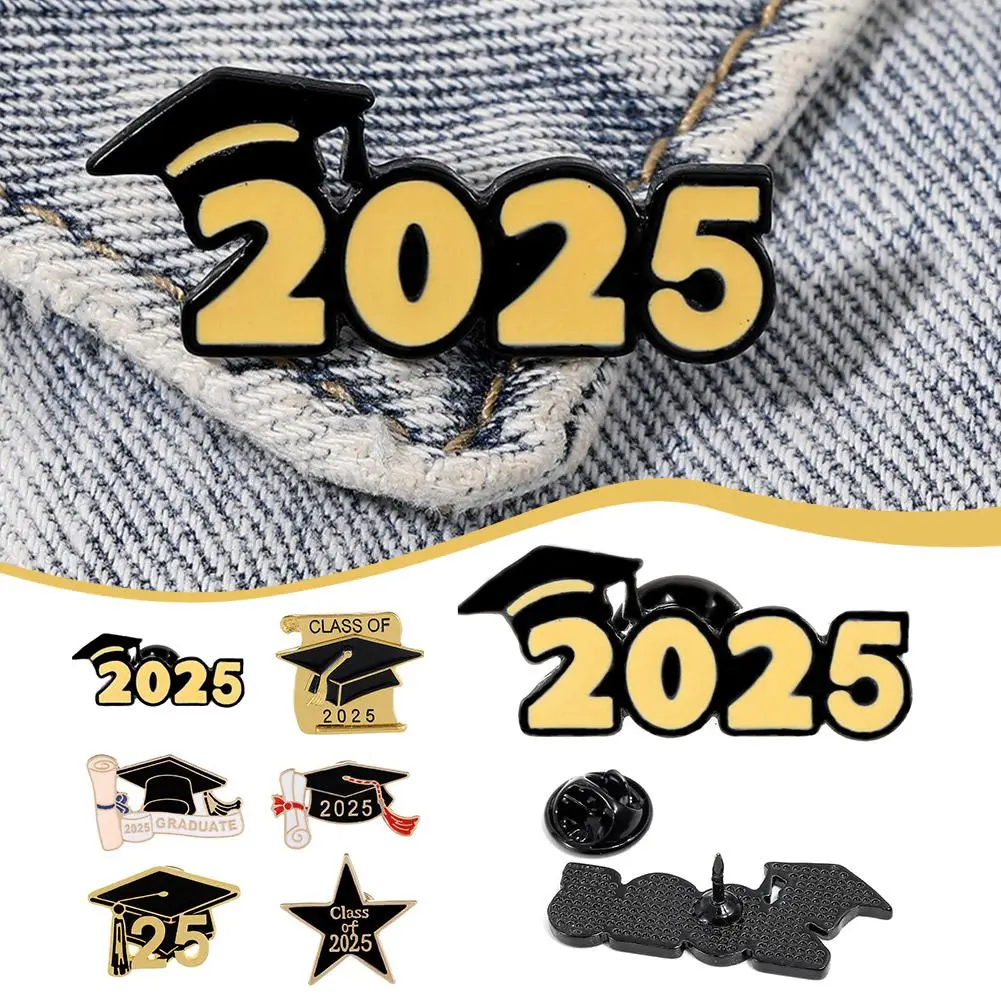 2025 Ggraduation Season Enamel Brooches Doctorial Hat Diploma Class Of 25 Design Pins For Student Gift