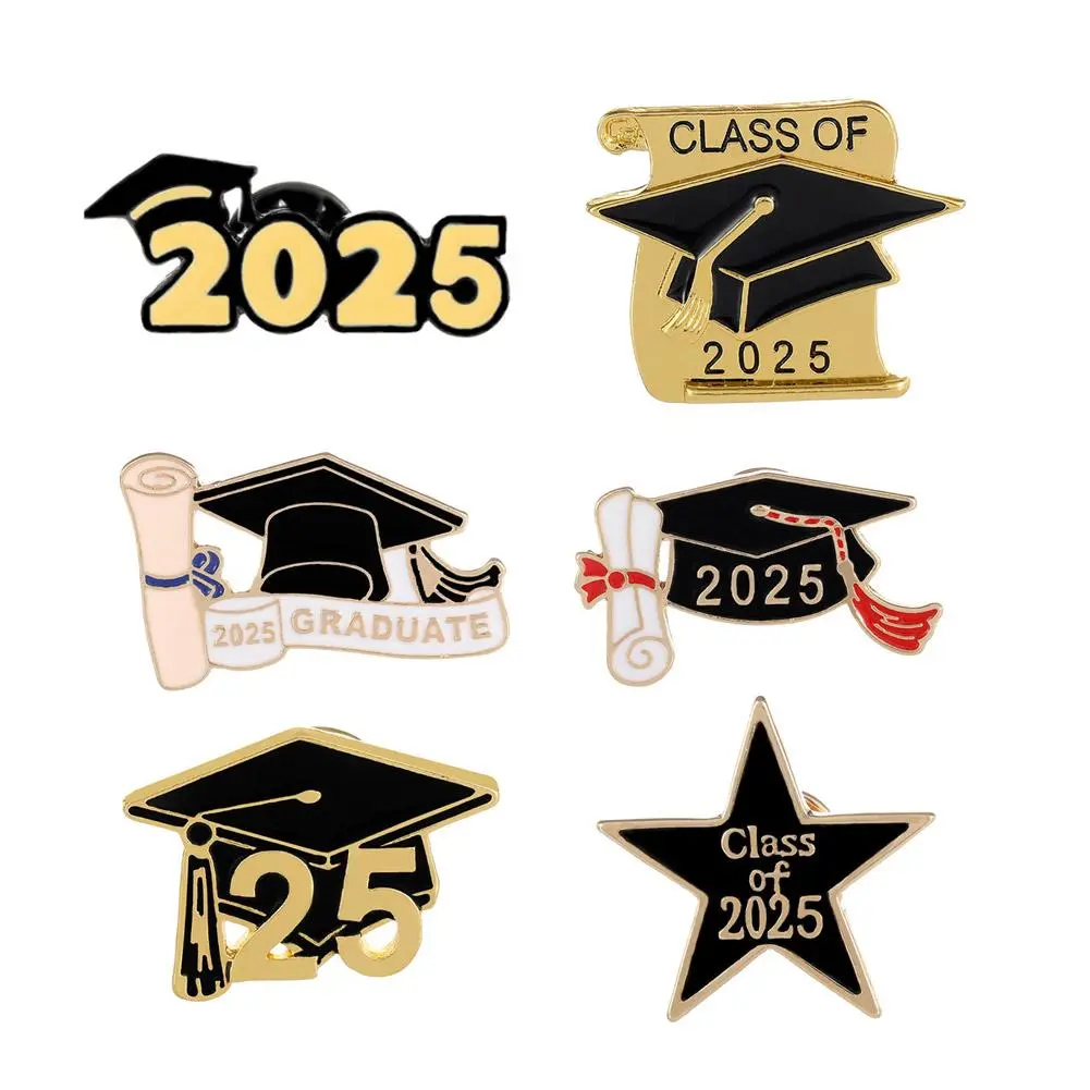 2025 Ggraduation Season Enamel Brooches Doctorial Hat Diploma Class Of 25 Design Pins For Student Gift