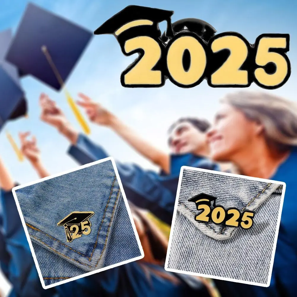 2025 Ggraduation Season Enamel Brooches Doctorial Hat Diploma Class Of 25 Design Pins For Student Gift