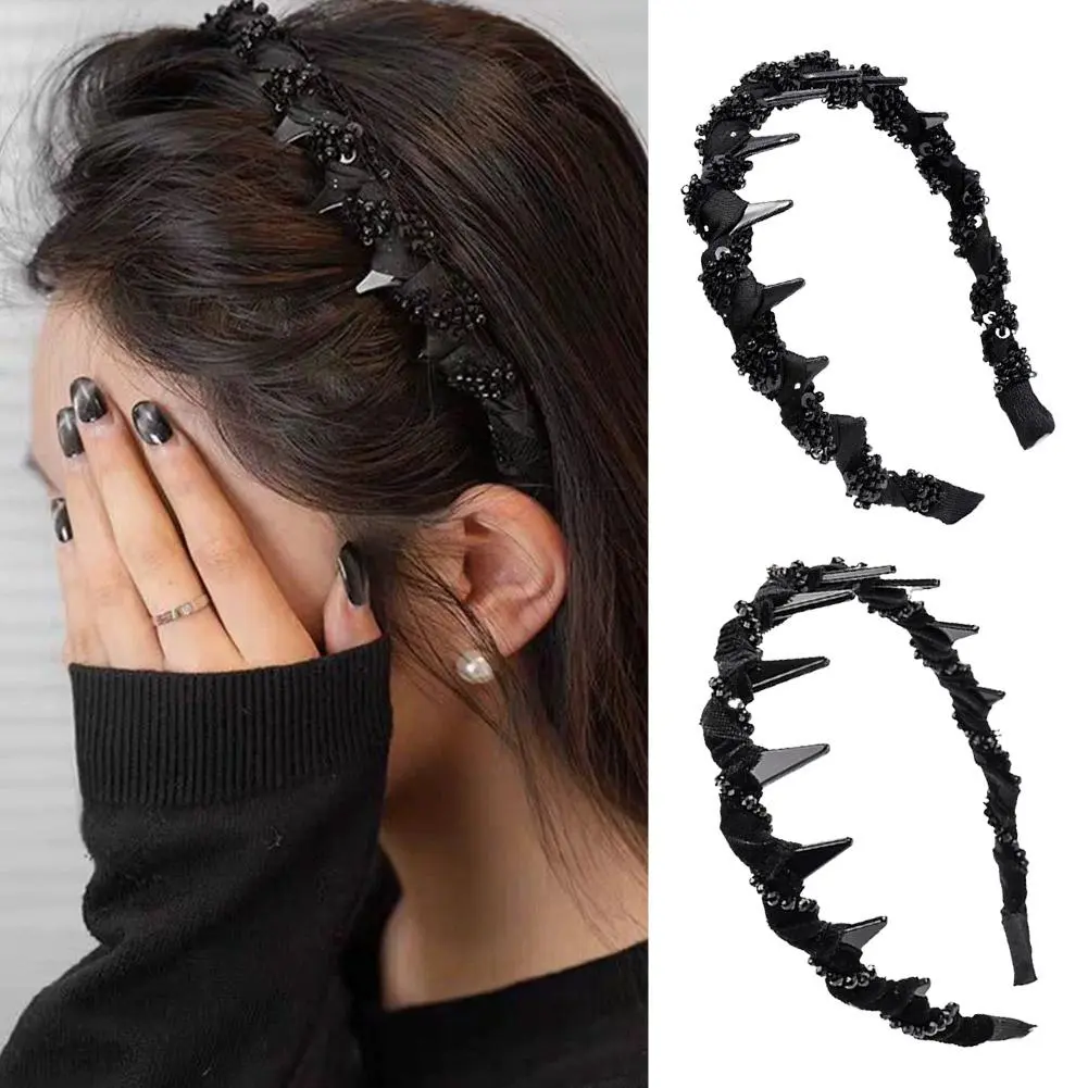 Fashion Non-slip Hairbands For Women Wave Top Anti-Slip Toothed Hairband 1pc Headband New Black With Tooth Headbands L7G4
