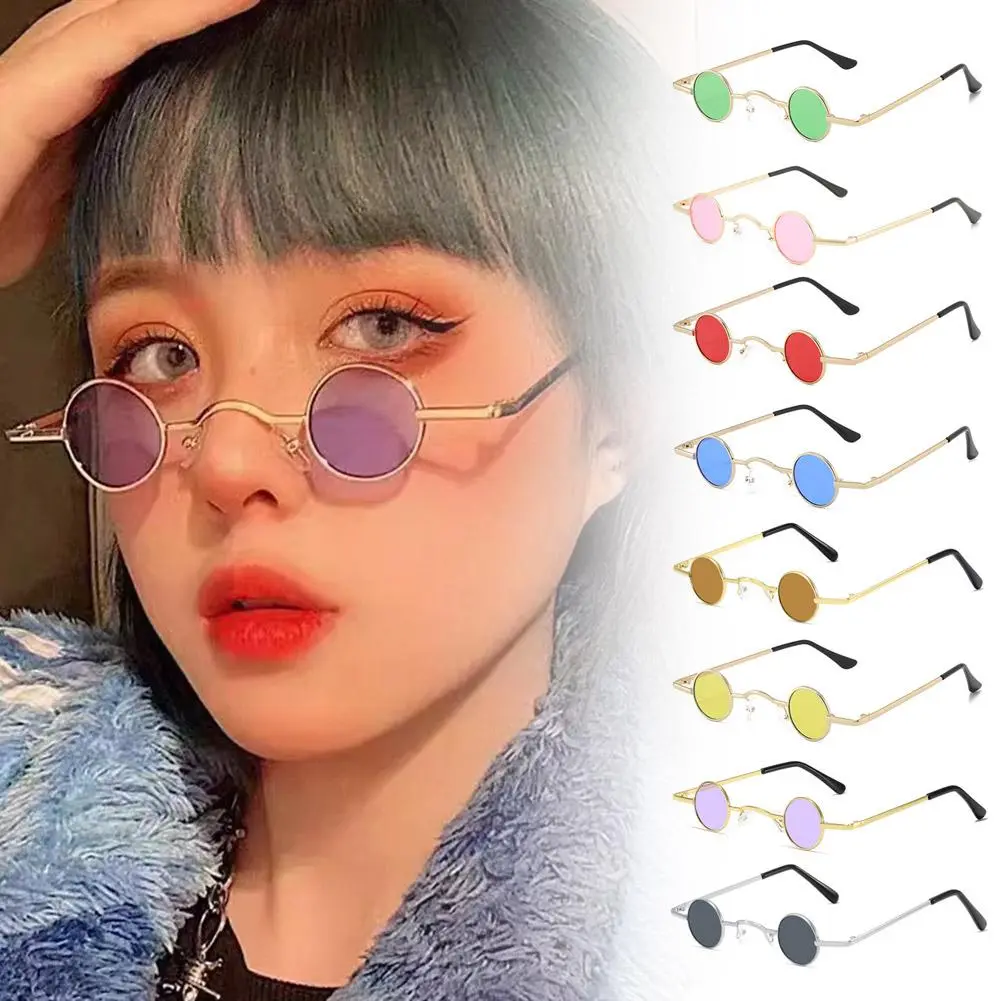 Vintage Small Frame Circular Shape Sunglasses Small Round Rock Punk Sunglasses For Women Men Funny Sunglasses T0A3
