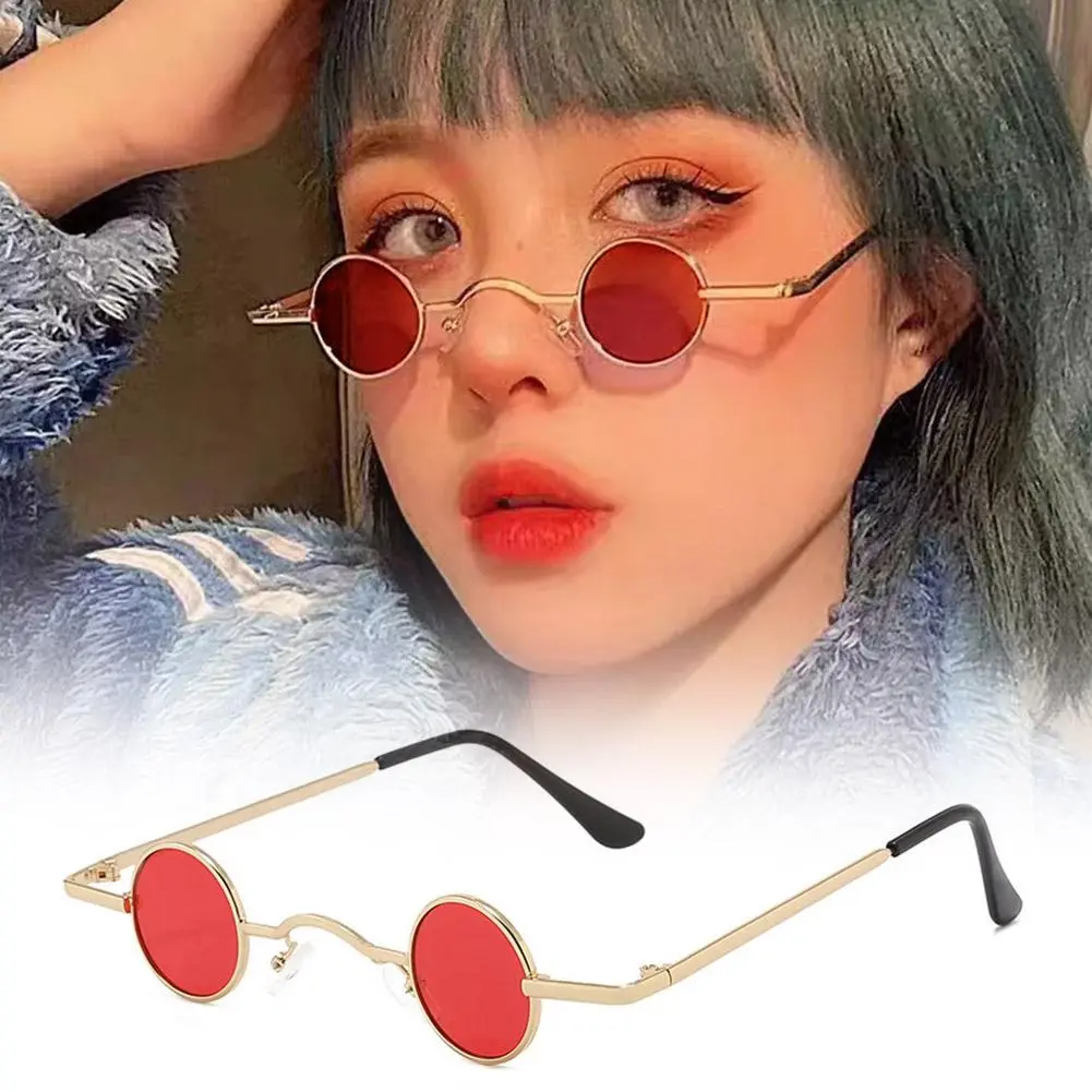 Vintage Small Frame Circular Shape Sunglasses Small Round Rock Punk Sunglasses For Women Men Funny Sunglasses T0A3