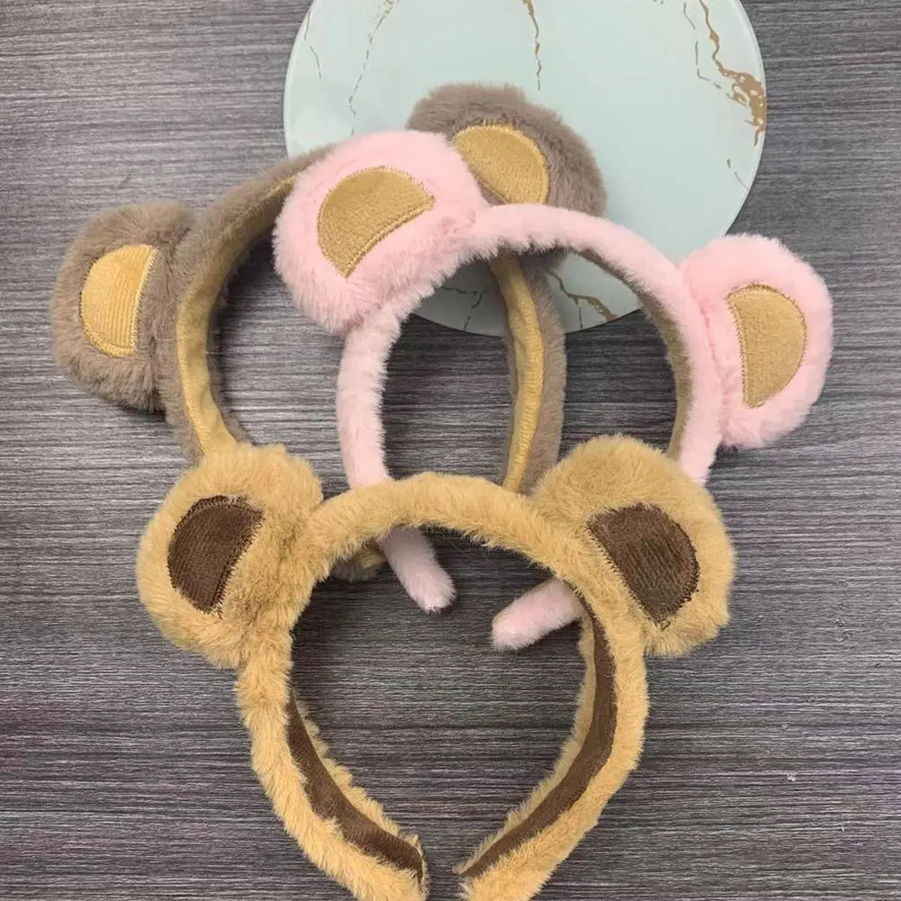 Little Bear Ears Headband Cartoon Plush Hair Hoop Cute Face Hair Accessories Washing Headband Furry Fashion Classic D2J8
