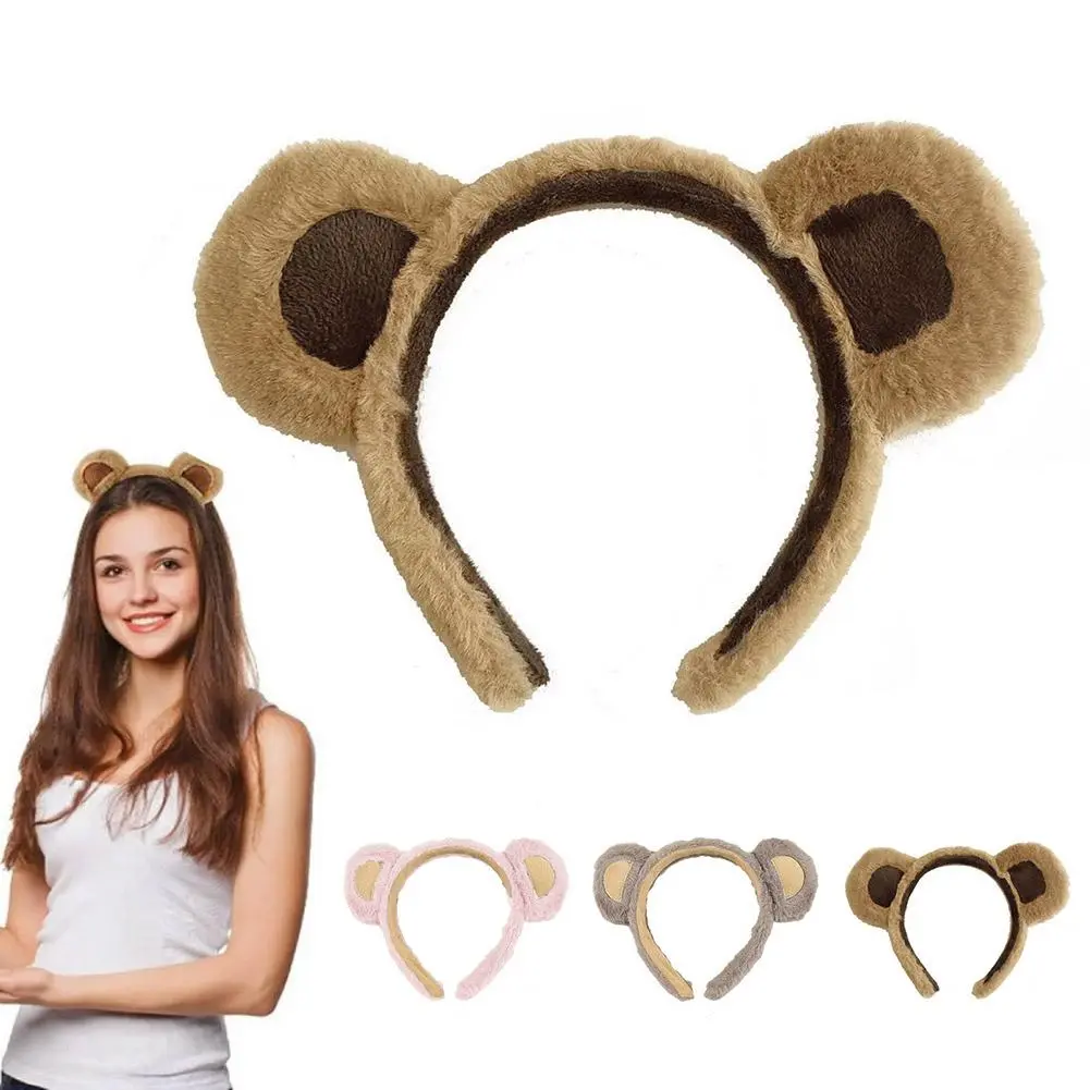 Little Bear Ears Headband Cartoon Plush Hair Hoop Cute Face Hair Accessories Washing Headband Furry Fashion Classic D2J8