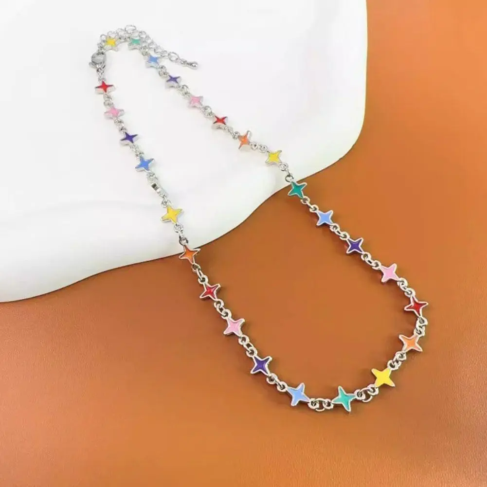 New Trendy Gothic Geometry Star Crystal Choker Pendant Chain Necklaces For Women Charm Vintage Harajuku Accessories Jewelry