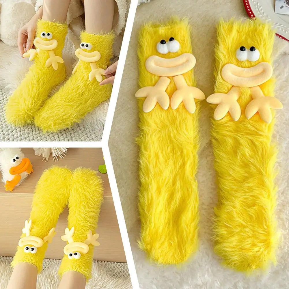 Thickened Warm Mink Socks Women's Autumn Winter Plush Mid-Calf Sleep Socks Cozy Footwear Warm Cute Socks Floor Winter Socks E0Q6