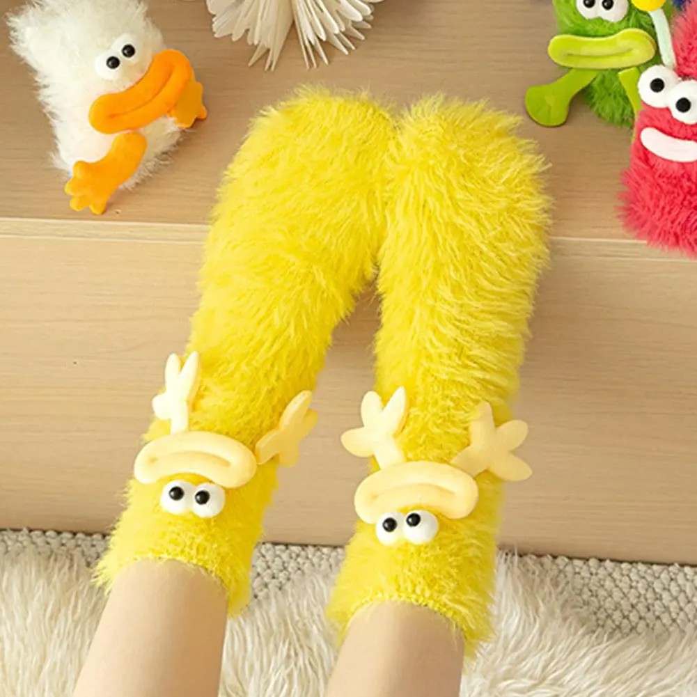 Thickened Warm Mink Socks Women's Autumn Winter Plush Mid-Calf Sleep Socks Cozy Footwear Warm Cute Socks Floor Winter Socks E0Q6