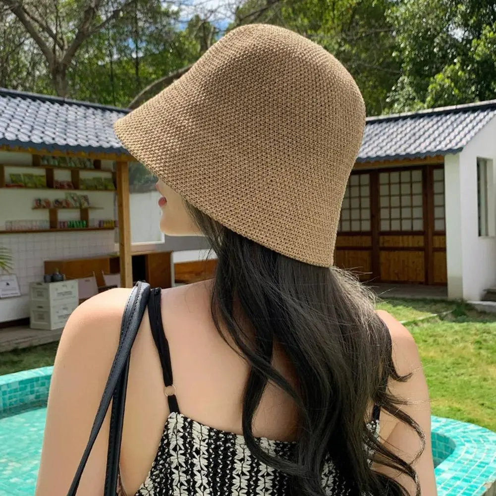 Women Bucket Hat Summer Hollow Out Thin Breathable Sun Hat Female Beach Panama Cap Fold Outdoor Japanese Lesure Fishierman Cap