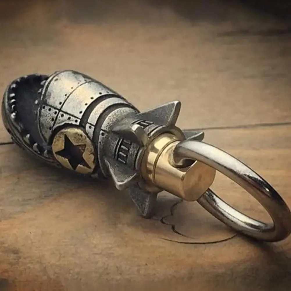 Shark Rocket Bomb Keychain Hand Metal Fun Cool Bottle Opener Keychain Decoration Shark Rocket Bomb Keychain