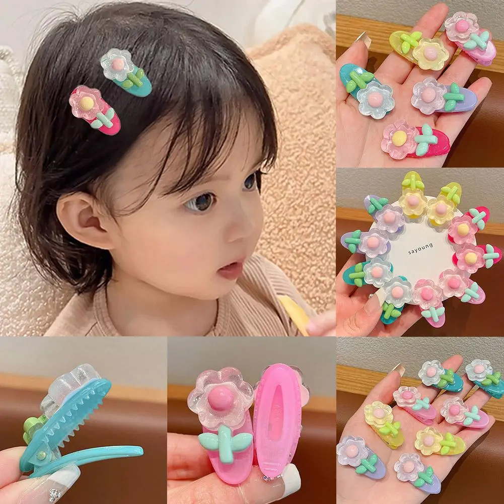10pcs Cute Baby Girl Flower Hairline Clips Children's Accessories Headwear Hair Toddler Haircards Side Female M1P9