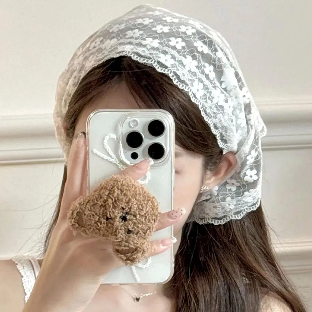 Lace Flower Elegant Temperament Lace Female Flower White Sweet Triangle Scarf Thin Breathable Ribbon Artistic Style Travel Photo