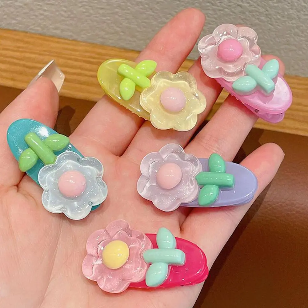 10pcs Cute Baby Girl Flower Hairline Clips Children's Accessories Headwear Hair Toddler Haircards Side Female M1P9
