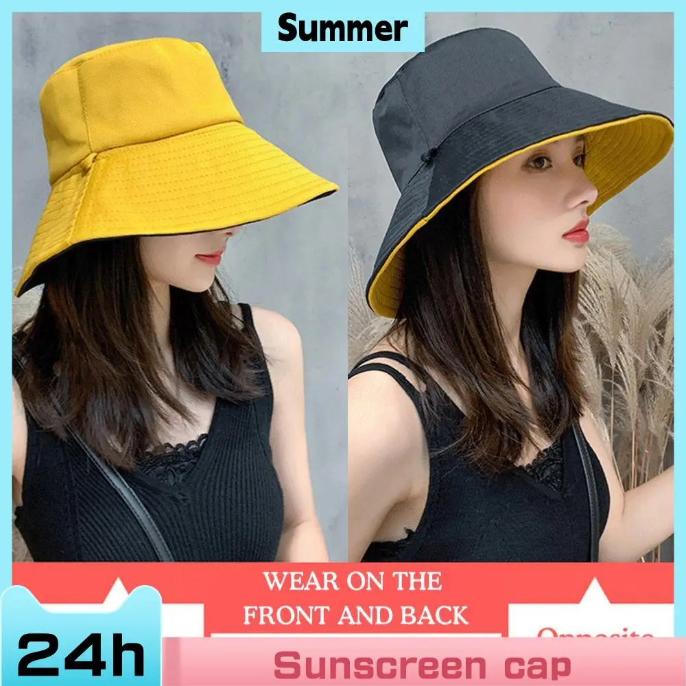 Fisherman Hat Women's Summer Face Cover, Sunscreen, Large Brim Sunshade Hat, Internet Celebrity Double-Sided And Versatile
