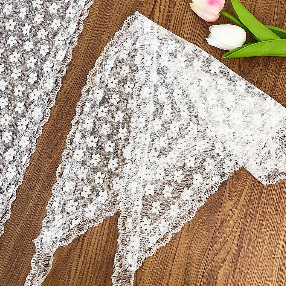 Lace Flower Elegant Temperament Lace Female Flower White Sweet Triangle Scarf Thin Breathable Ribbon Artistic Style Travel Photo