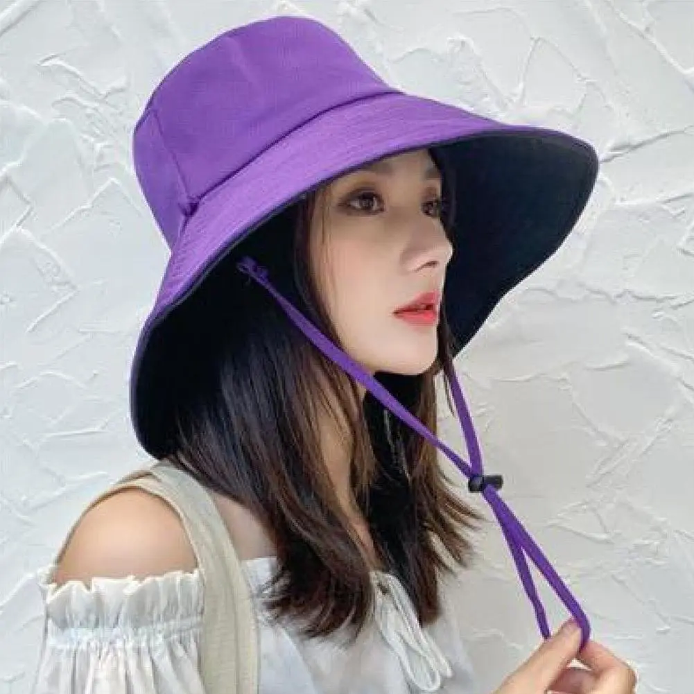Fisherman Hat Women's Summer Face Cover, Sunscreen, Large Brim Sunshade Hat, Internet Celebrity Double-Sided And Versatile